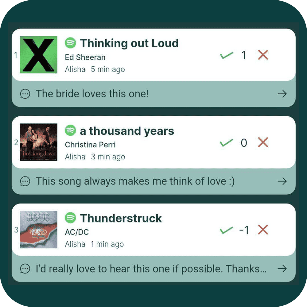 A Rekwest song request with a personal birthday shout-out message attached