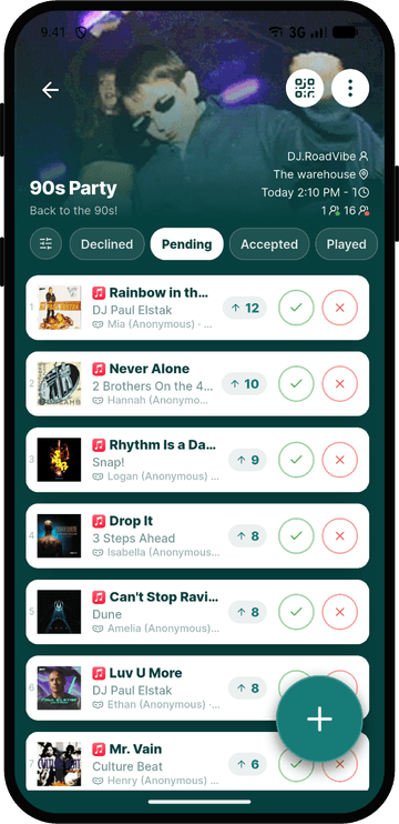 The Rekwest app shown on an iPhone