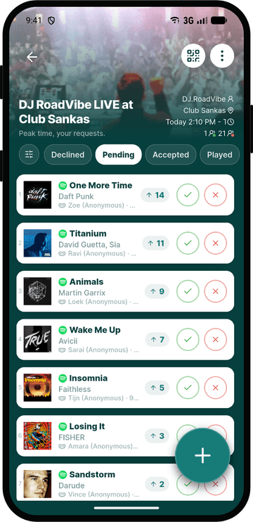 The Rekwest app shown on an iPhone