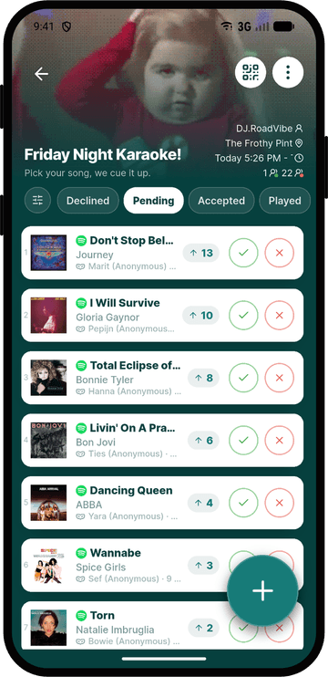 The Rekwest app shown on an iPhone