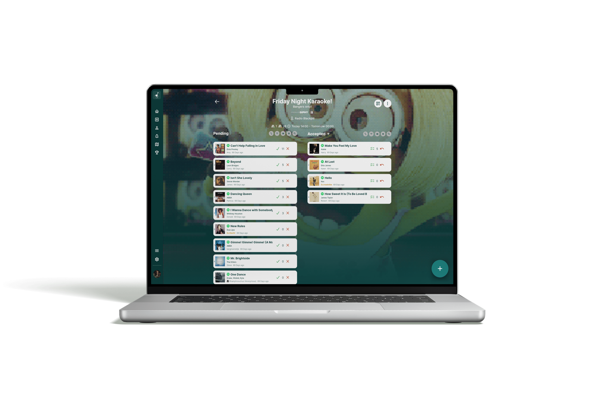 Rekwest song request app for karaoke on MacBook