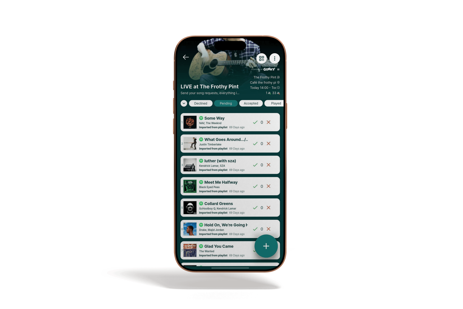 Rekwest song request app for musicians on iPhone